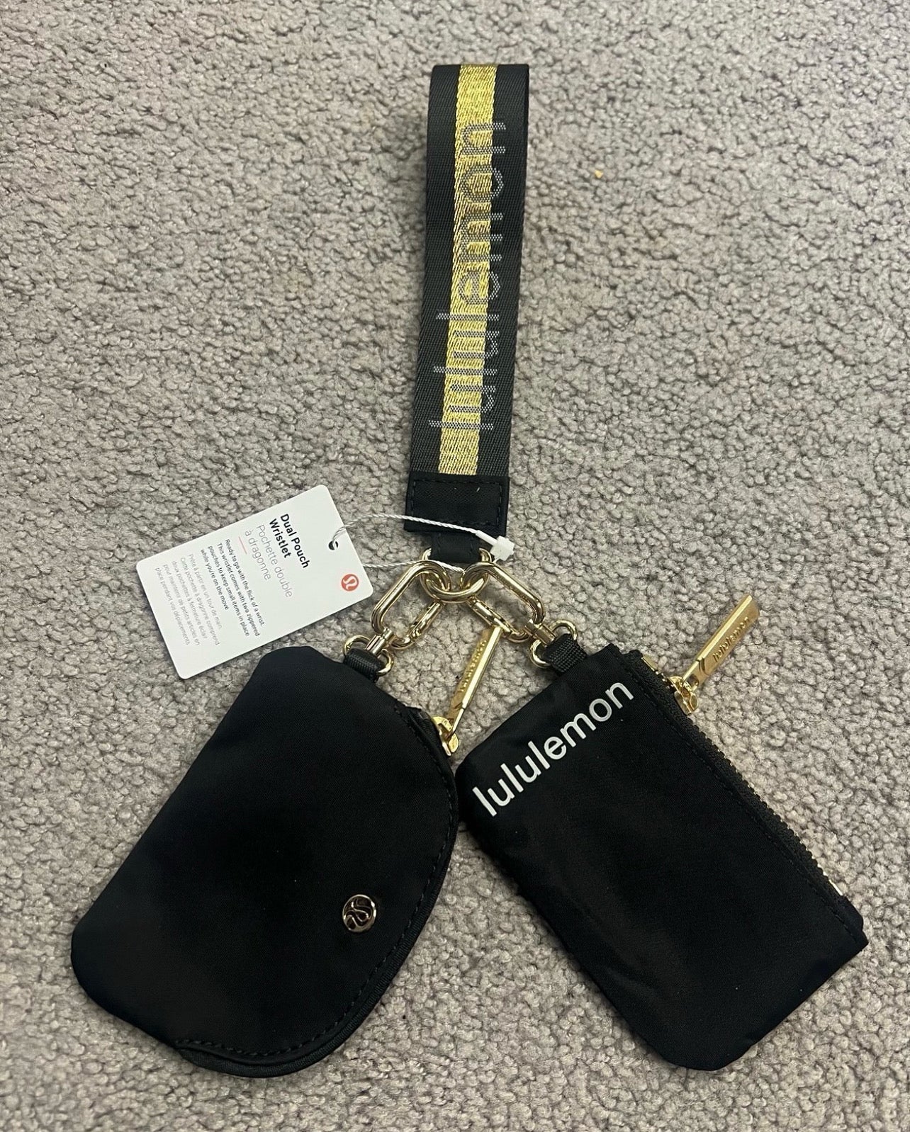 Lululemon Dual Pouch Wristlet Gold