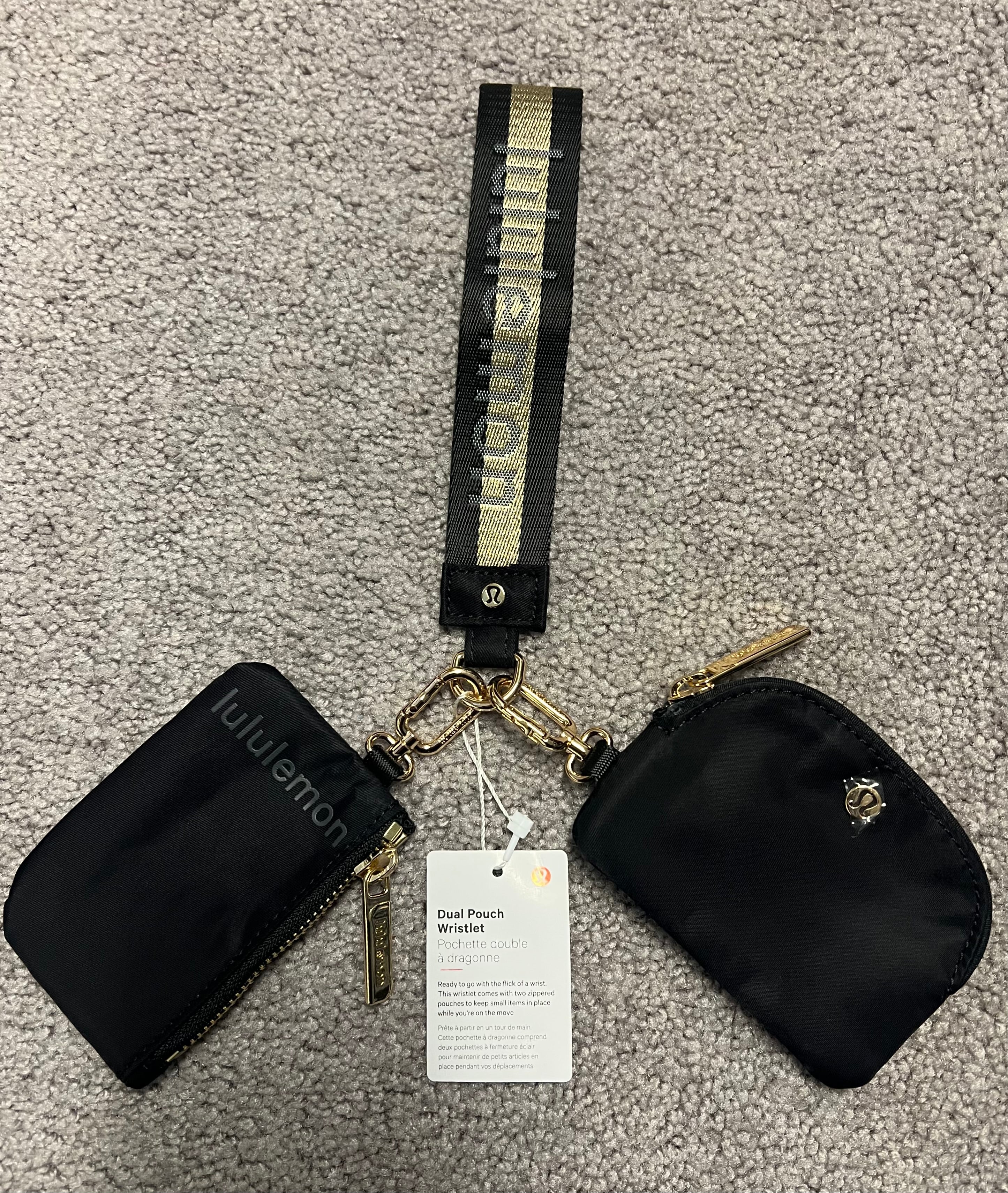 Lululemon Dual Pouch Wristlet Gold