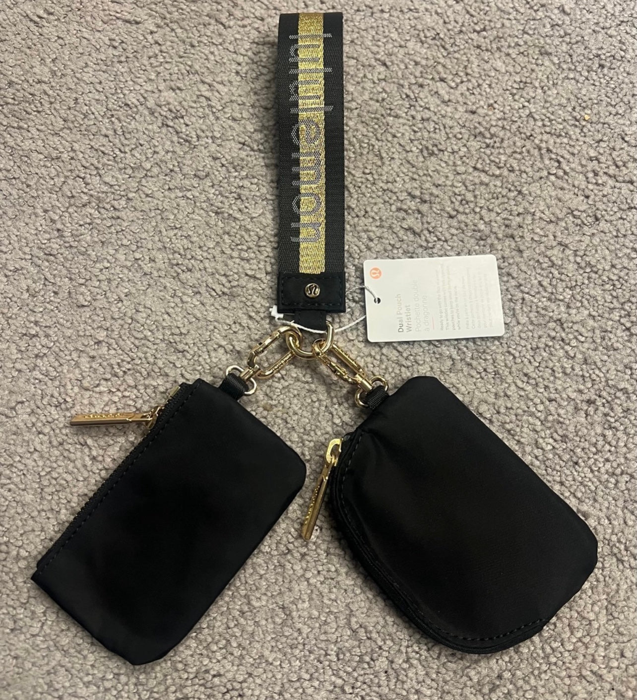 Lululemon Dual Pouch Wristlet Gold